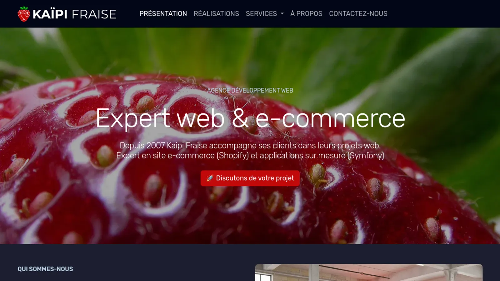 Screenshot of the Kaipi Fraise homepage