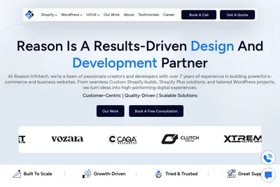 Screenshot of the Reason Infotech homepage