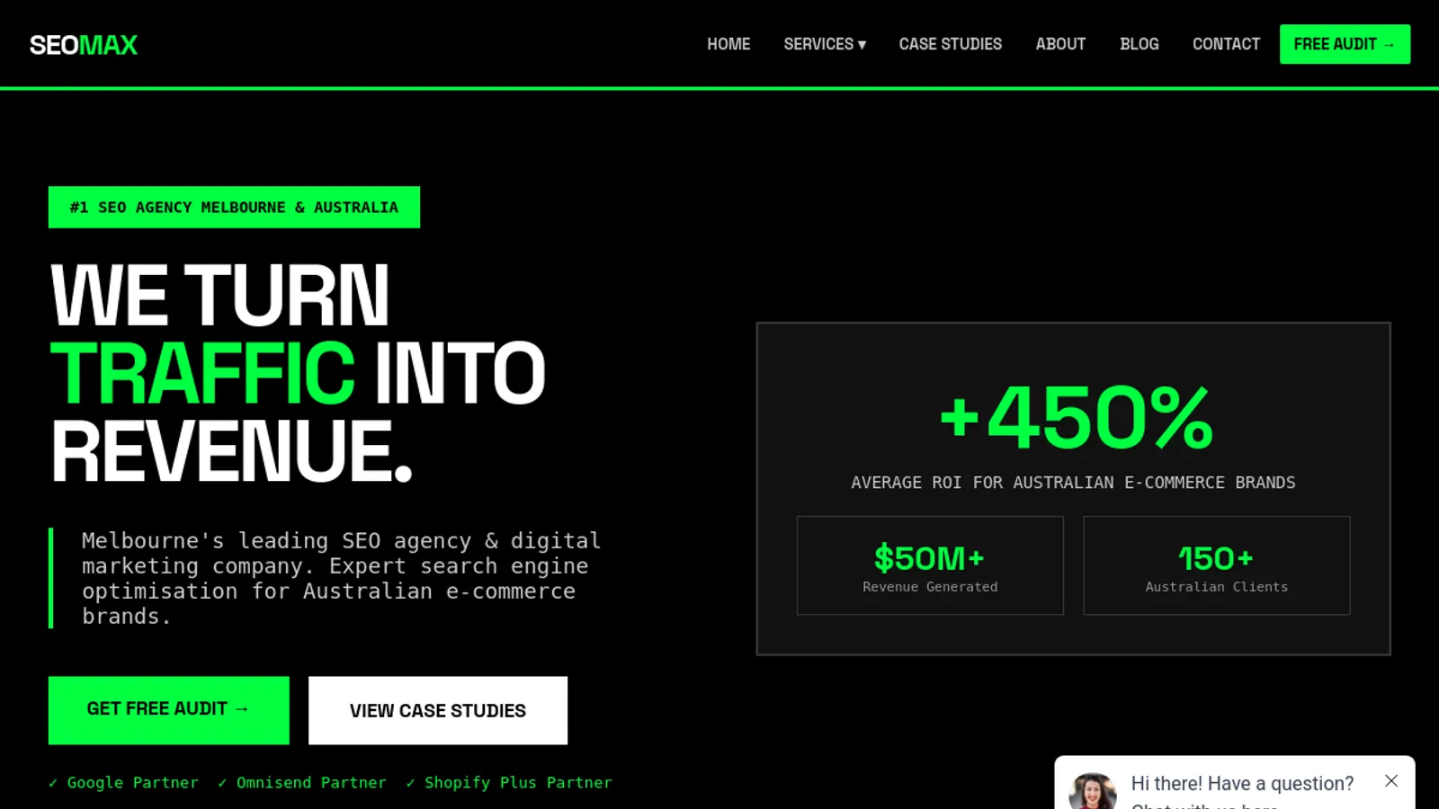 Screenshot of the SEOMAX homepage