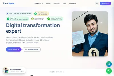 Screenshot of the ZAIN SAEED homepage