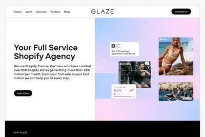 Screenshot of the Glaze Digital homepage