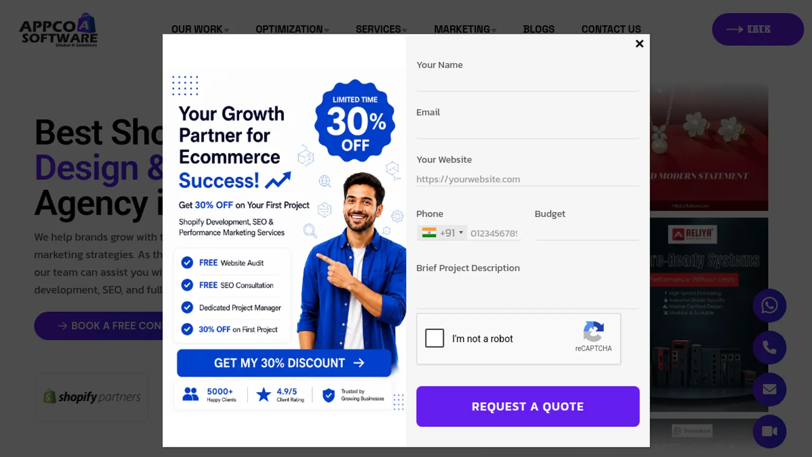 Screenshot of the Appco software homepage