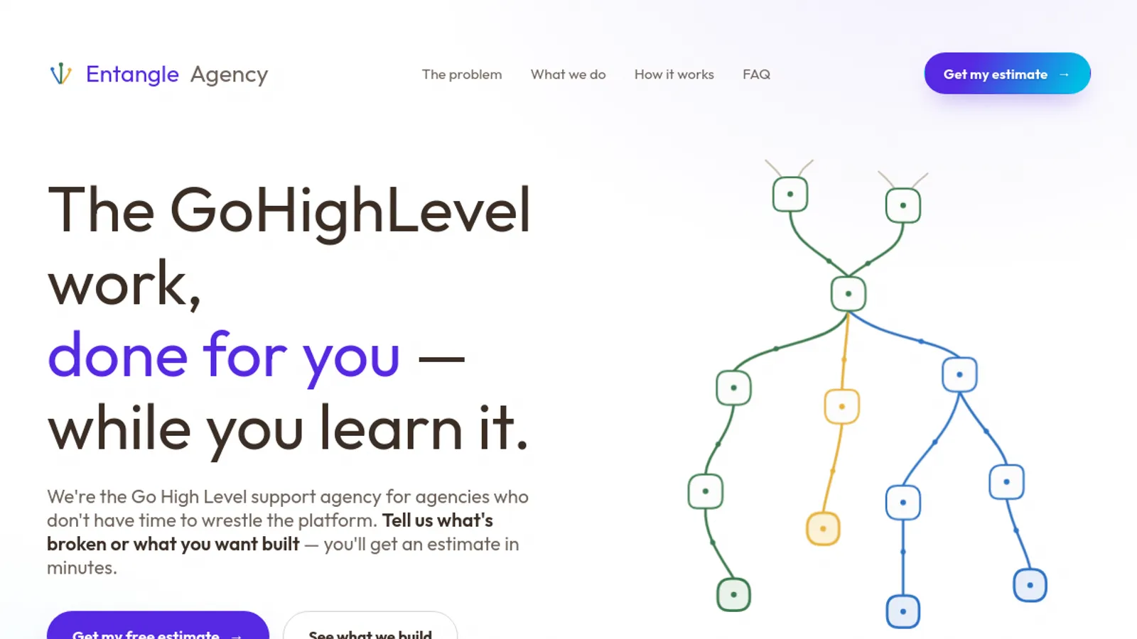 Screenshot of the Entangle Agency homepage