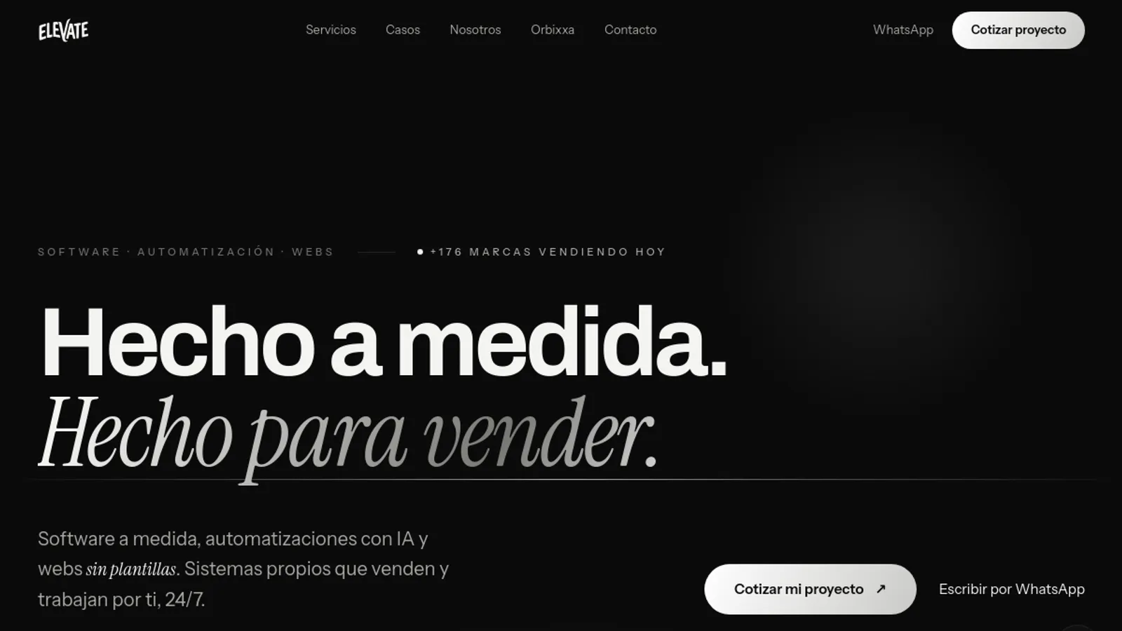 Screenshot of the Agencia elevate homepage