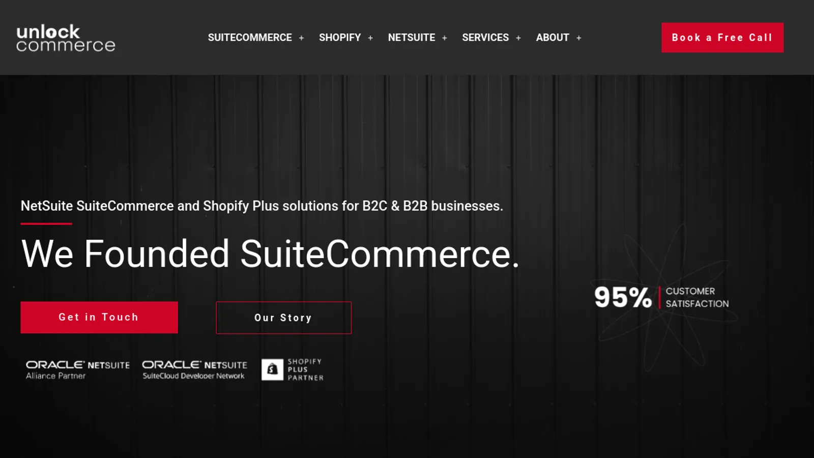 Screenshot of the UnlockCommerce homepage