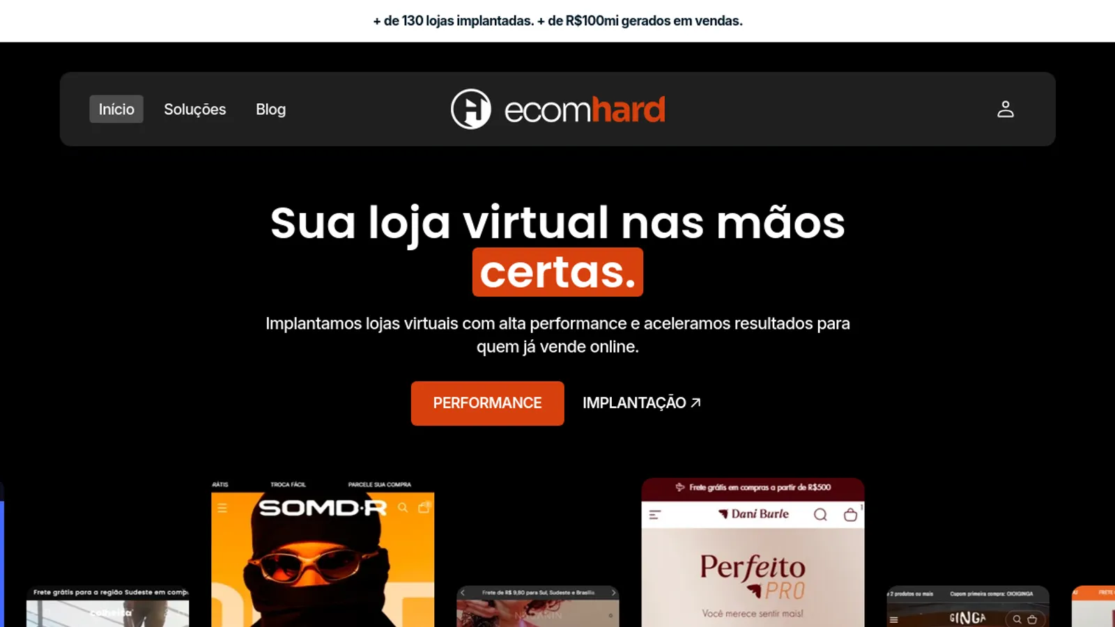 Screenshot of the Ecomhard homepage