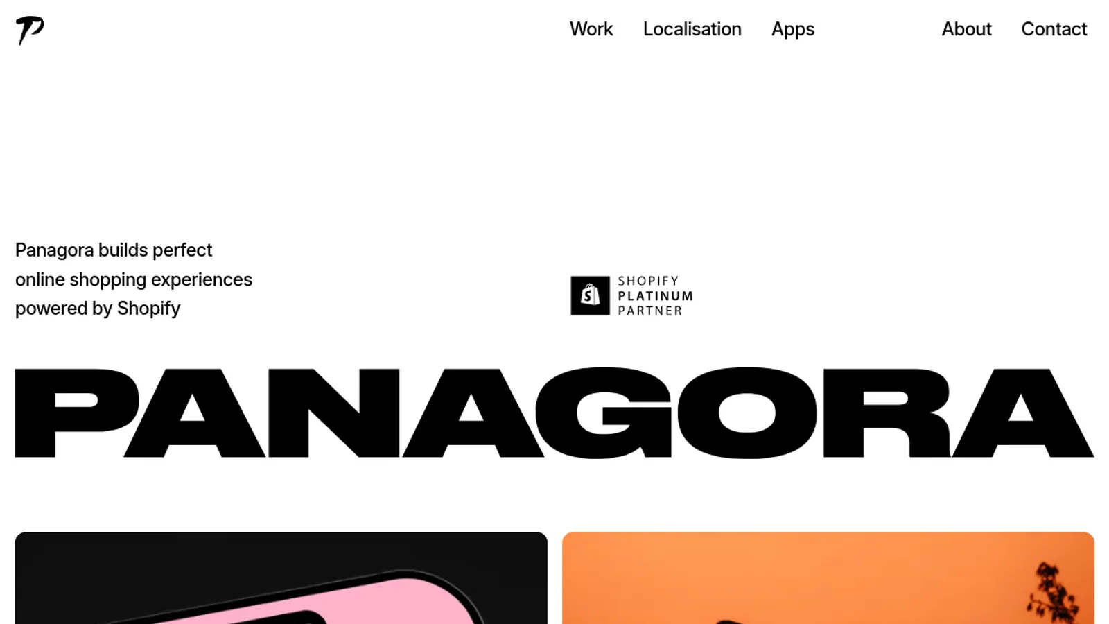Screenshot of the Panagora homepage