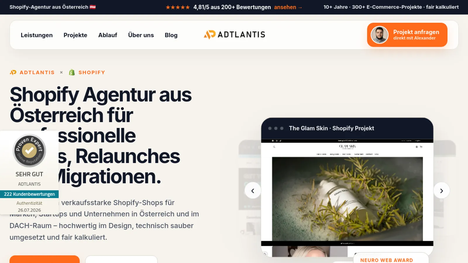 Screenshot of the ADTLANTIS homepage