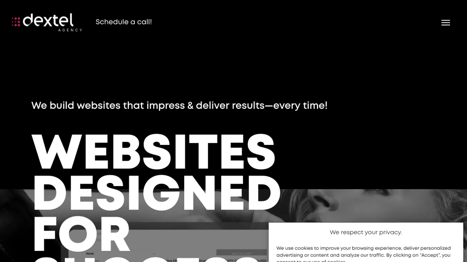 Screenshot of the Dextel Agency homepage