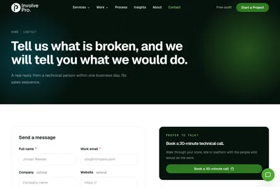 Screenshot of the Involvepro homepage