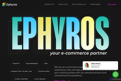Screenshot of the Ephyros homepage