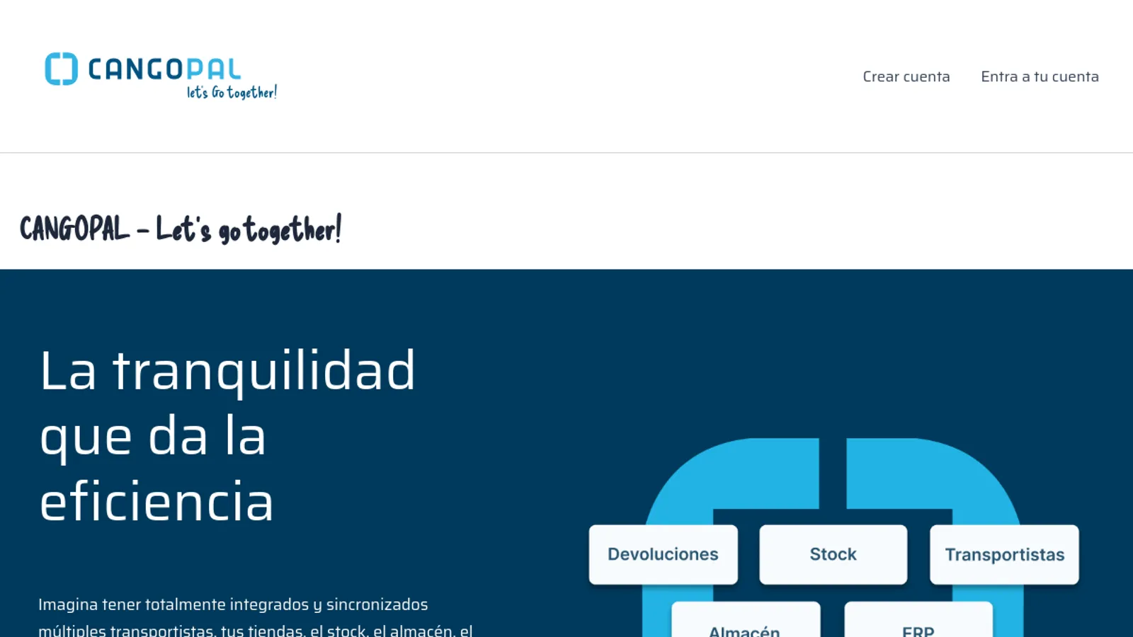 Screenshot of the CANGOPAL homepage