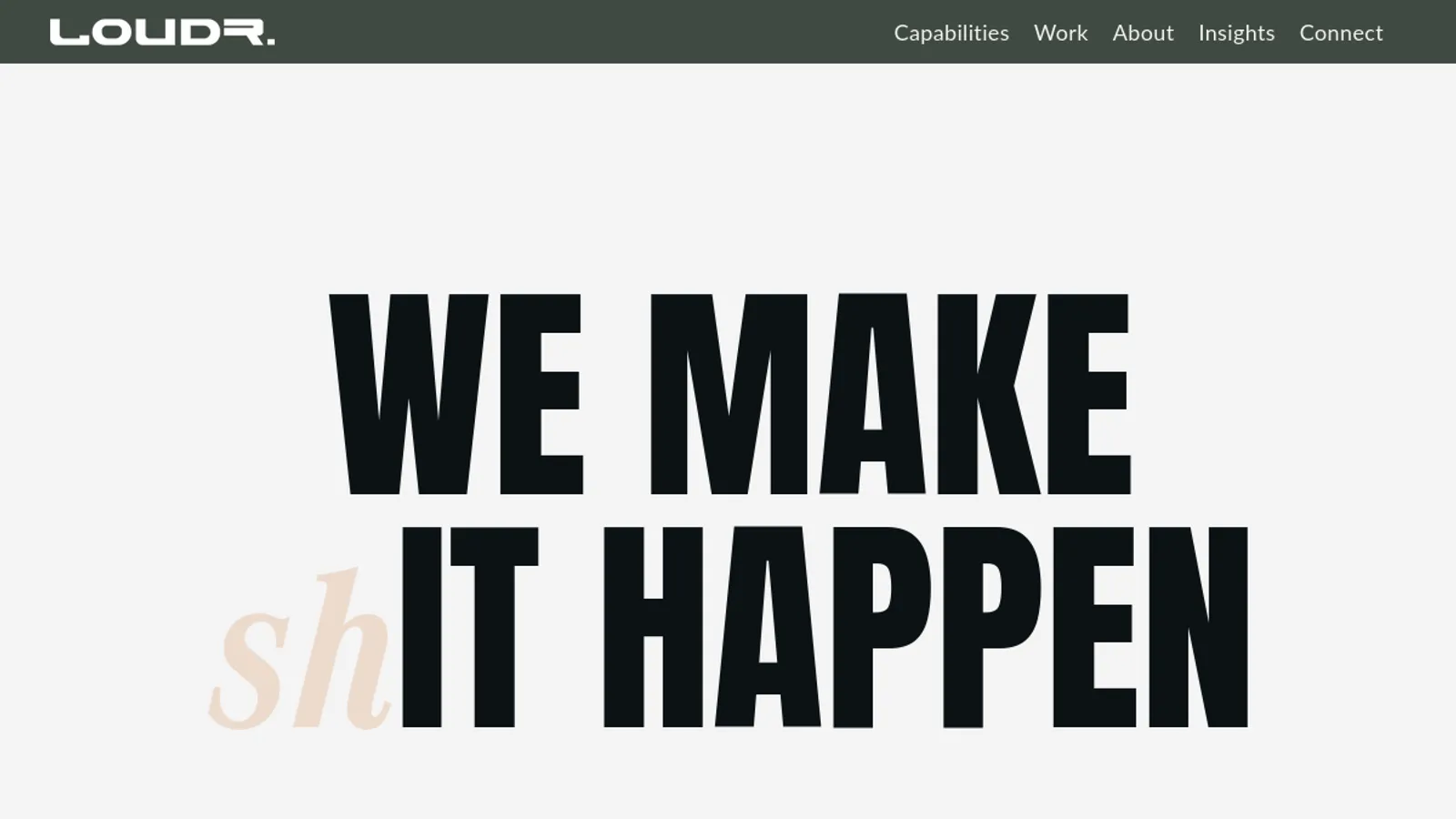 Screenshot of the Loudr Agency homepage