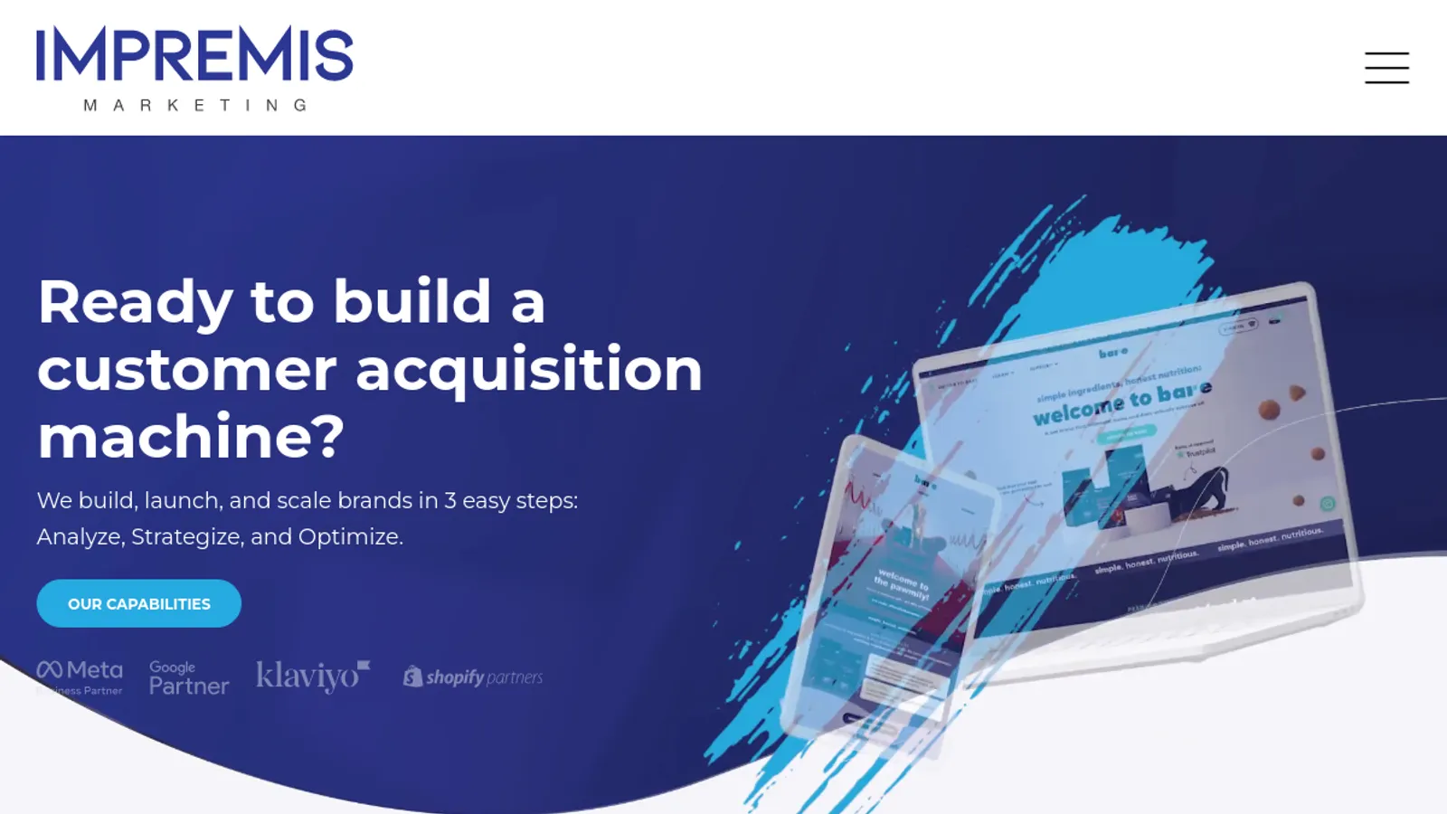 Screenshot of the Impremis Marketing homepage
