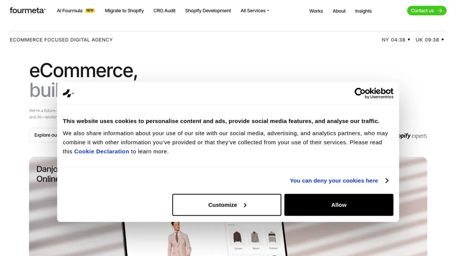 Screenshot of the Fourmeta Ltd homepage