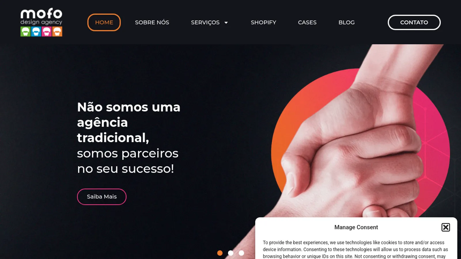 Screenshot of the Agência Mofo Design homepage