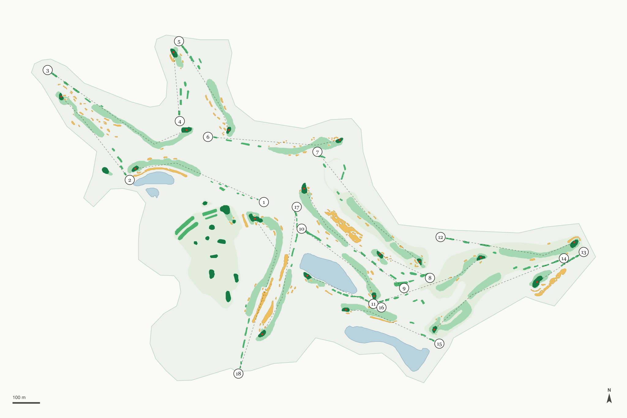 Map of The Pete Dye Course at French Lick