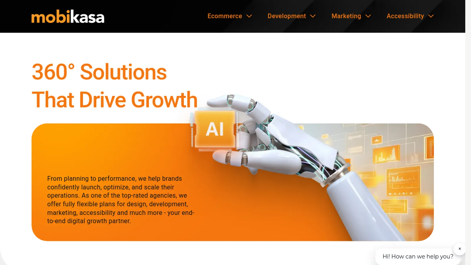 Screenshot of the Mobikasa homepage