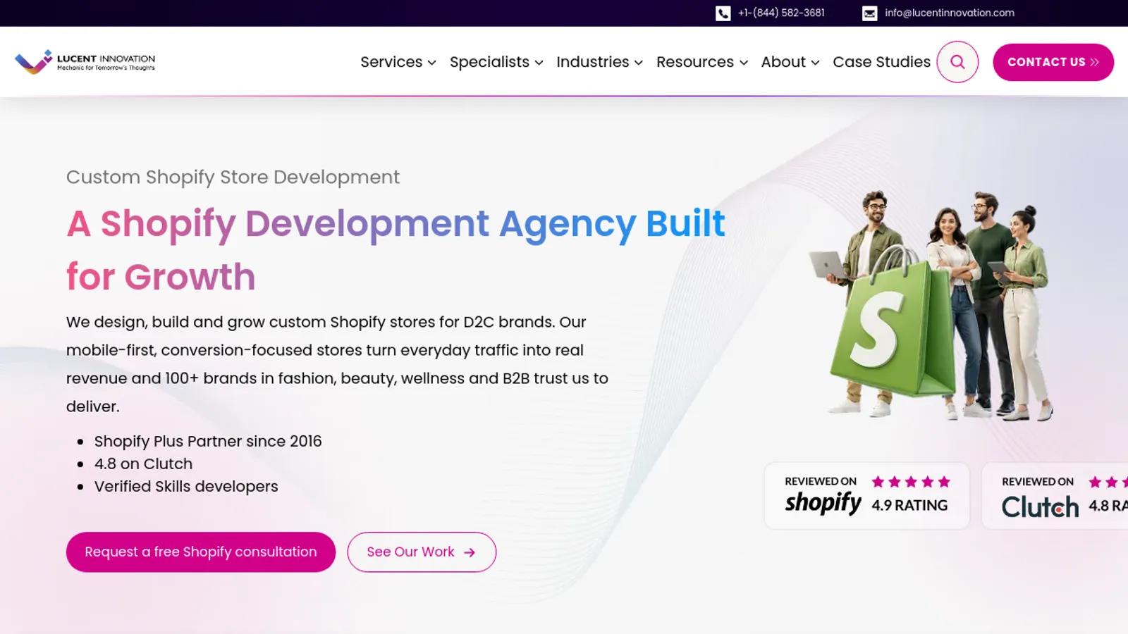 Screenshot of the Lucent Innovation homepage