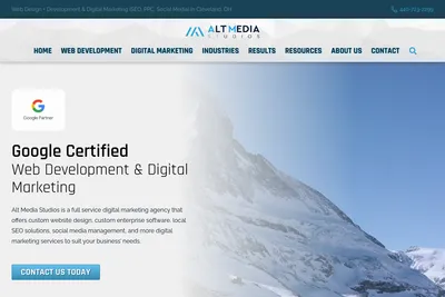Screenshot of the Alt Media Studios homepage