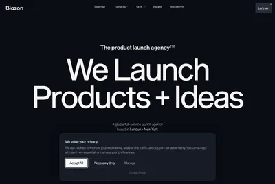 Screenshot of the Blazon Agency homepage