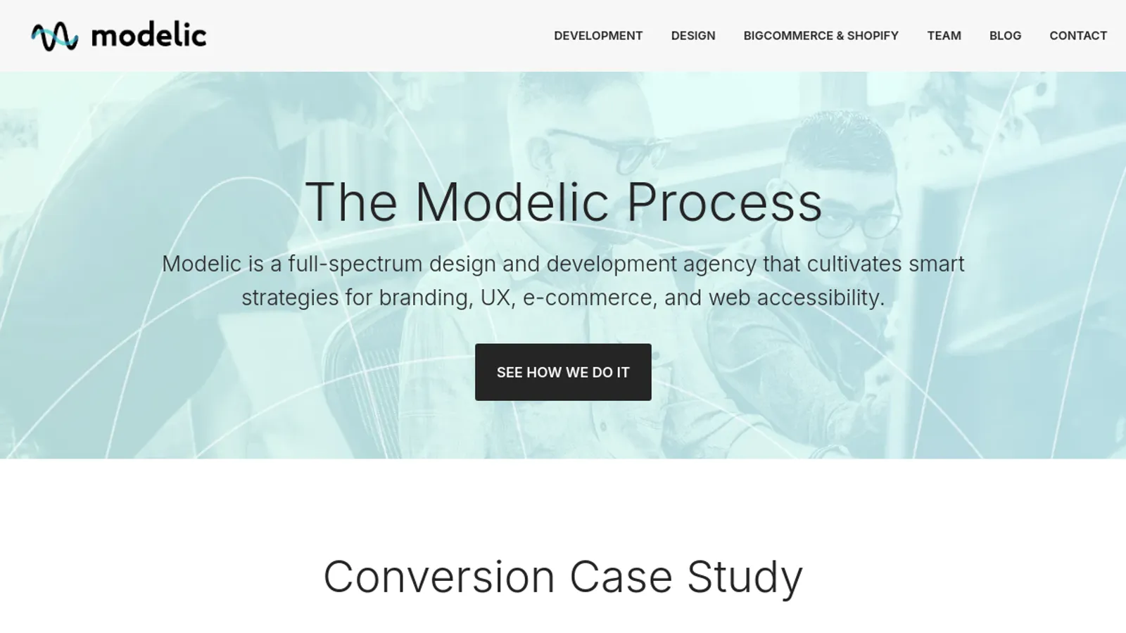 Screenshot of the Modelic homepage
