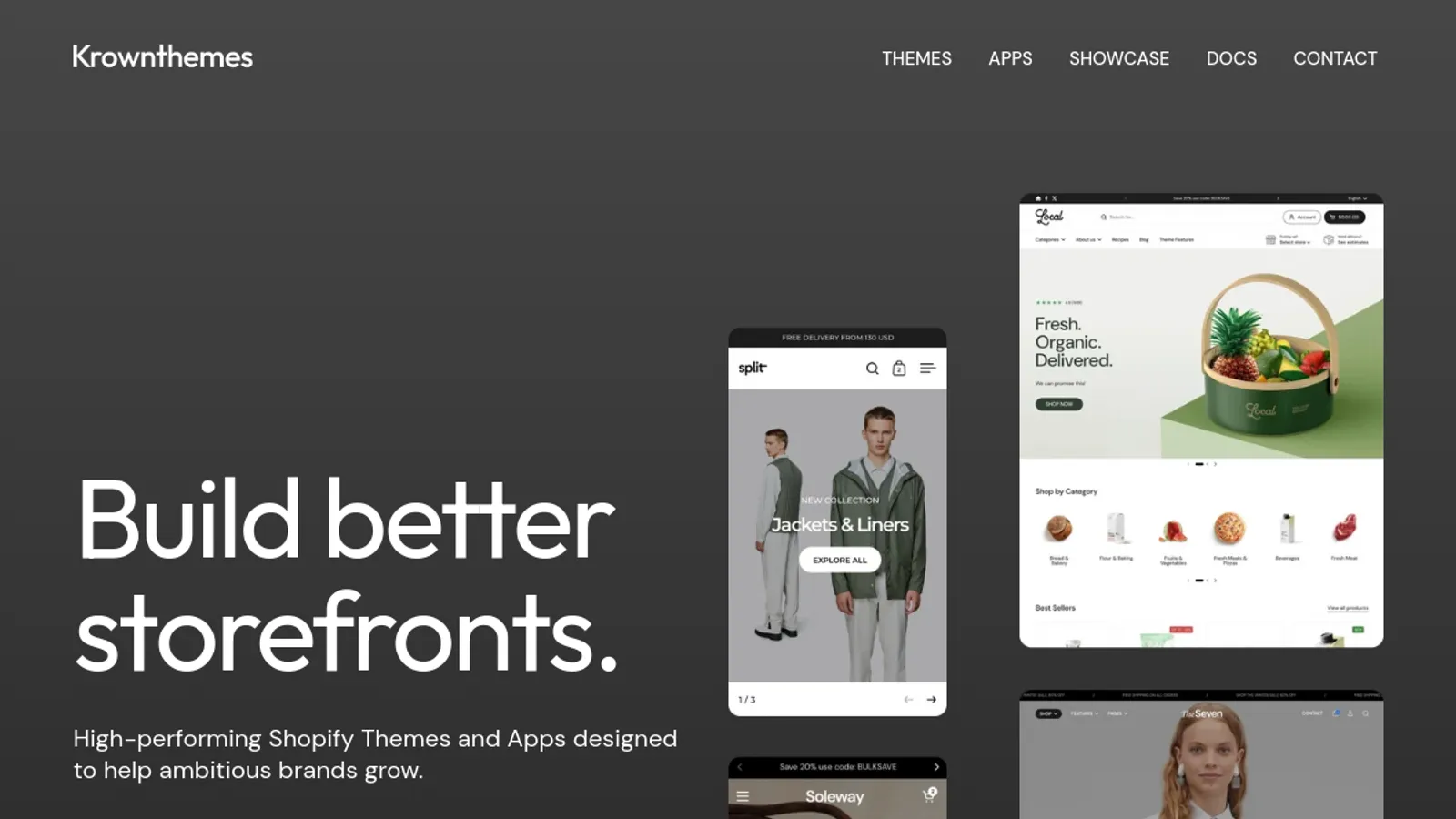 Screenshot of the Krown Themes homepage