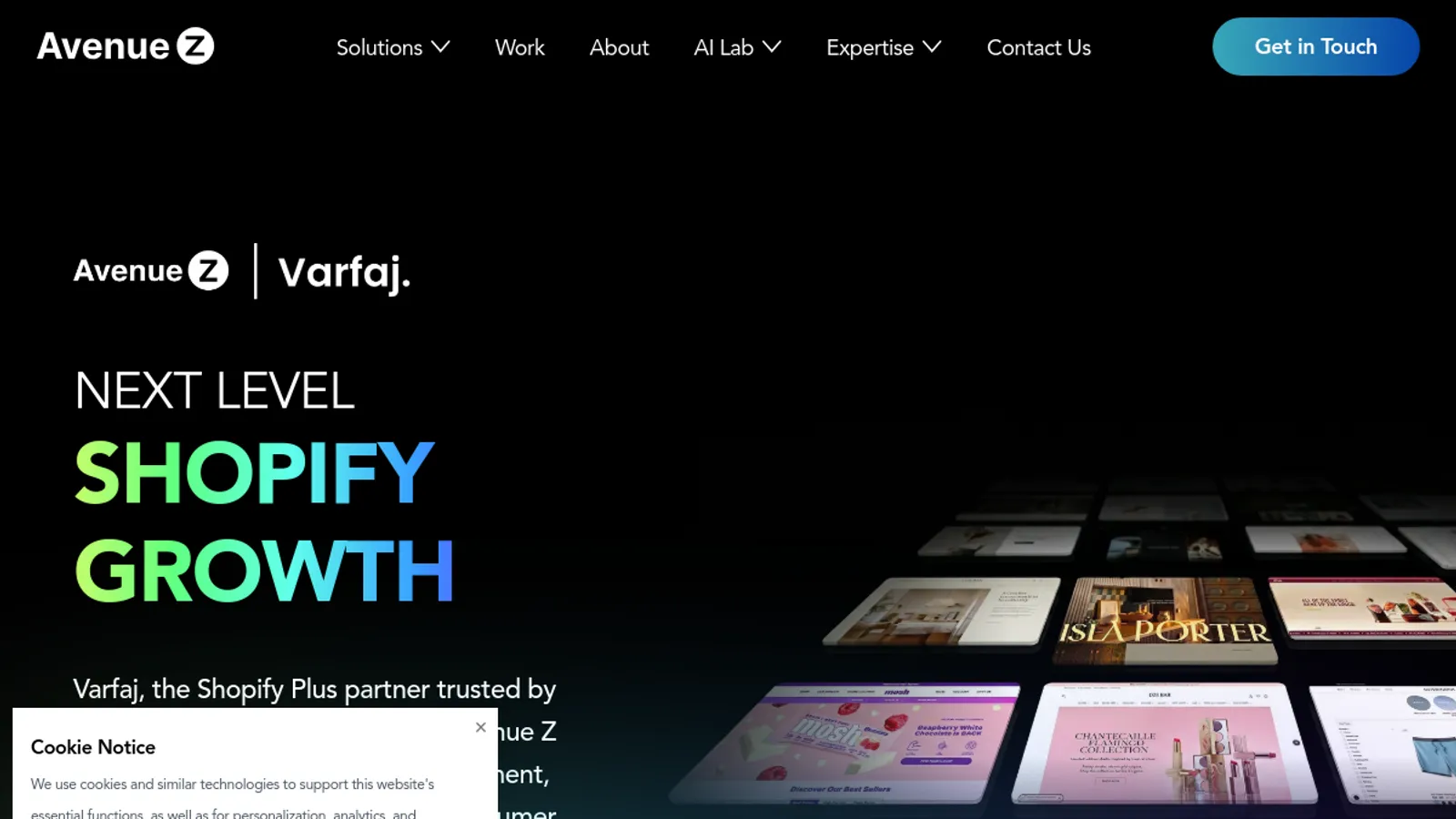 Screenshot of the Varfaj homepage