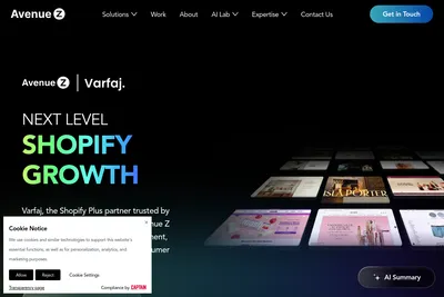 Screenshot of the Varfaj homepage
