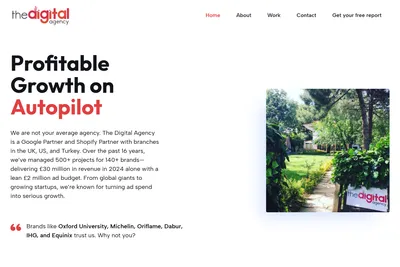 Screenshot of the THE DIGITAL AGENCY homepage