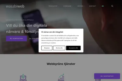 Screenshot of the Wasabi Web homepage