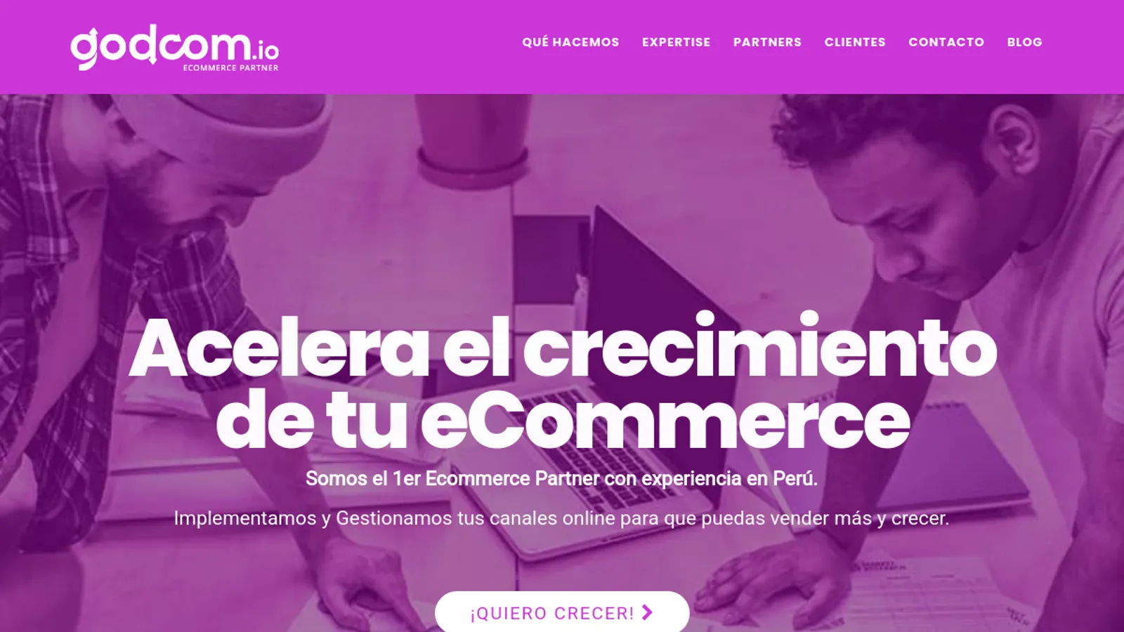 Screenshot of the Godcom.io homepage
