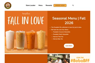 Teapioca Lounge website homepage