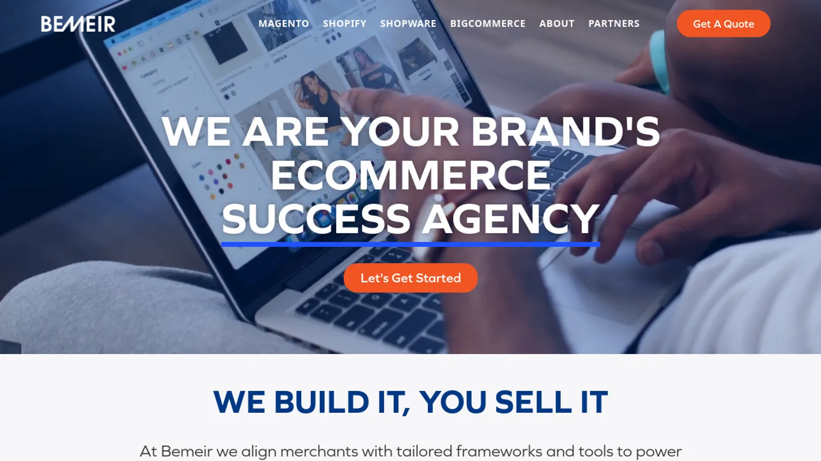 Screenshot of the Bemeir homepage