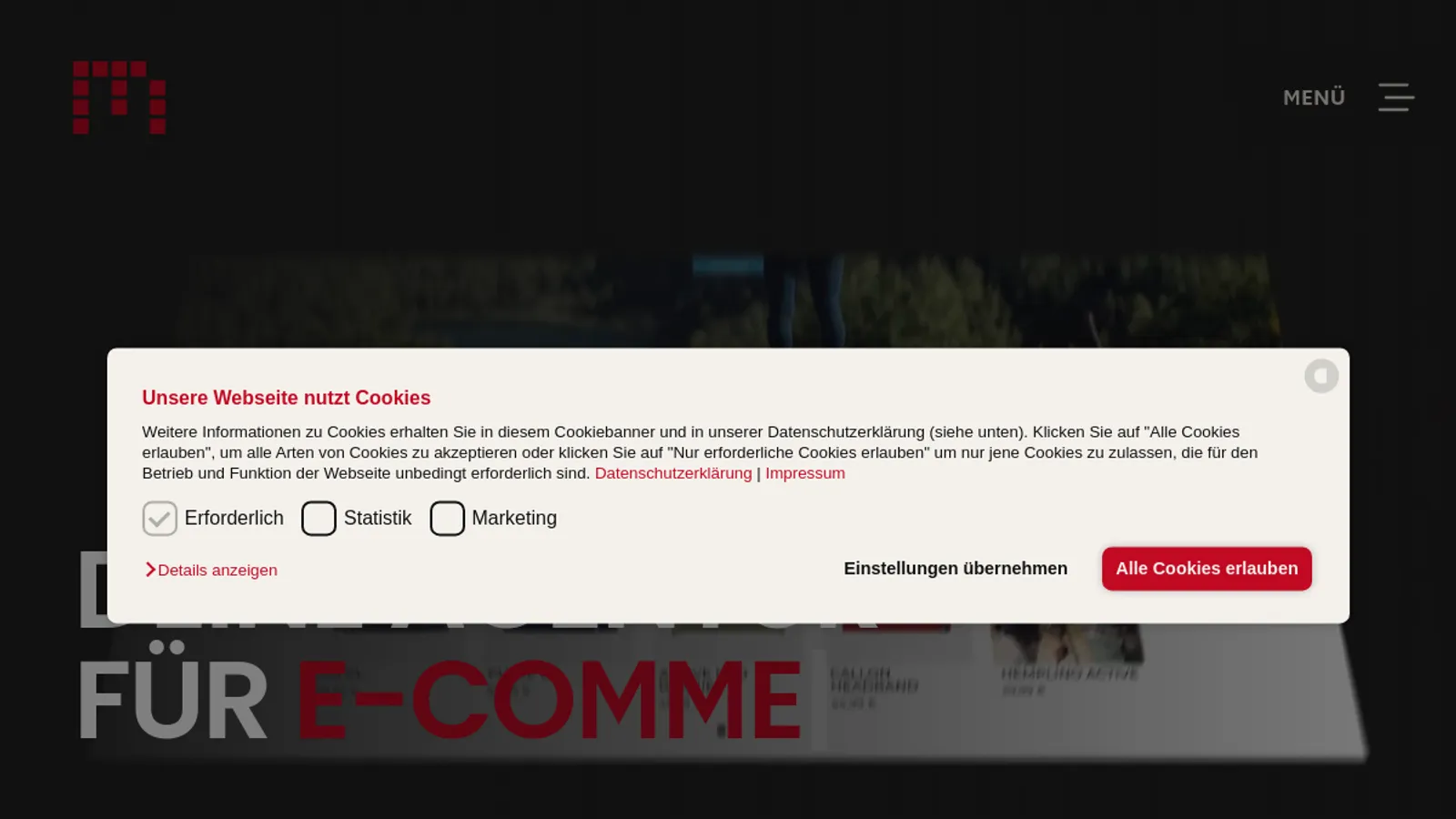 Screenshot of the MSTAGE GmbH homepage
