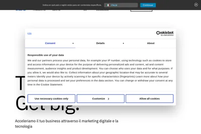 Screenshot of the t2ó italia srl homepage