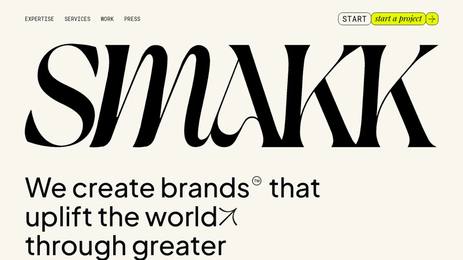 Screenshot of the SMAKK Studios homepage