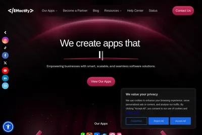 Screenshot of the Effective Apps homepage