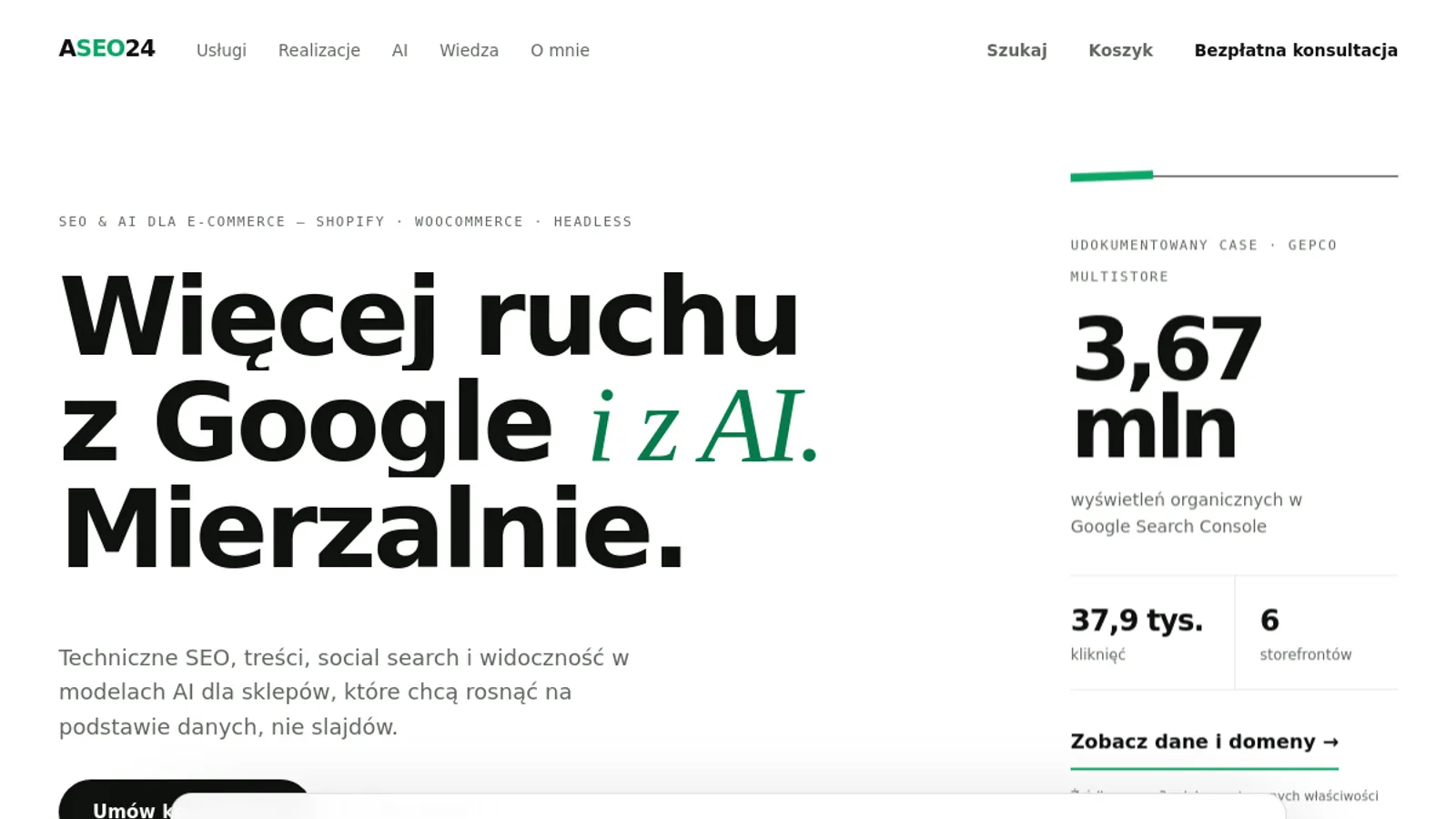 Screenshot of the Aseo24 homepage