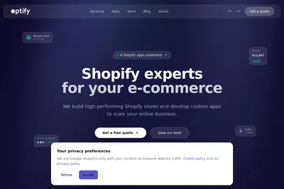Screenshot of the Optify homepage