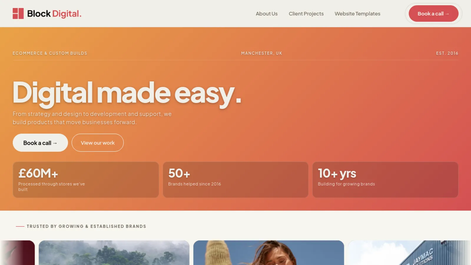 Screenshot of the Block Digital homepage