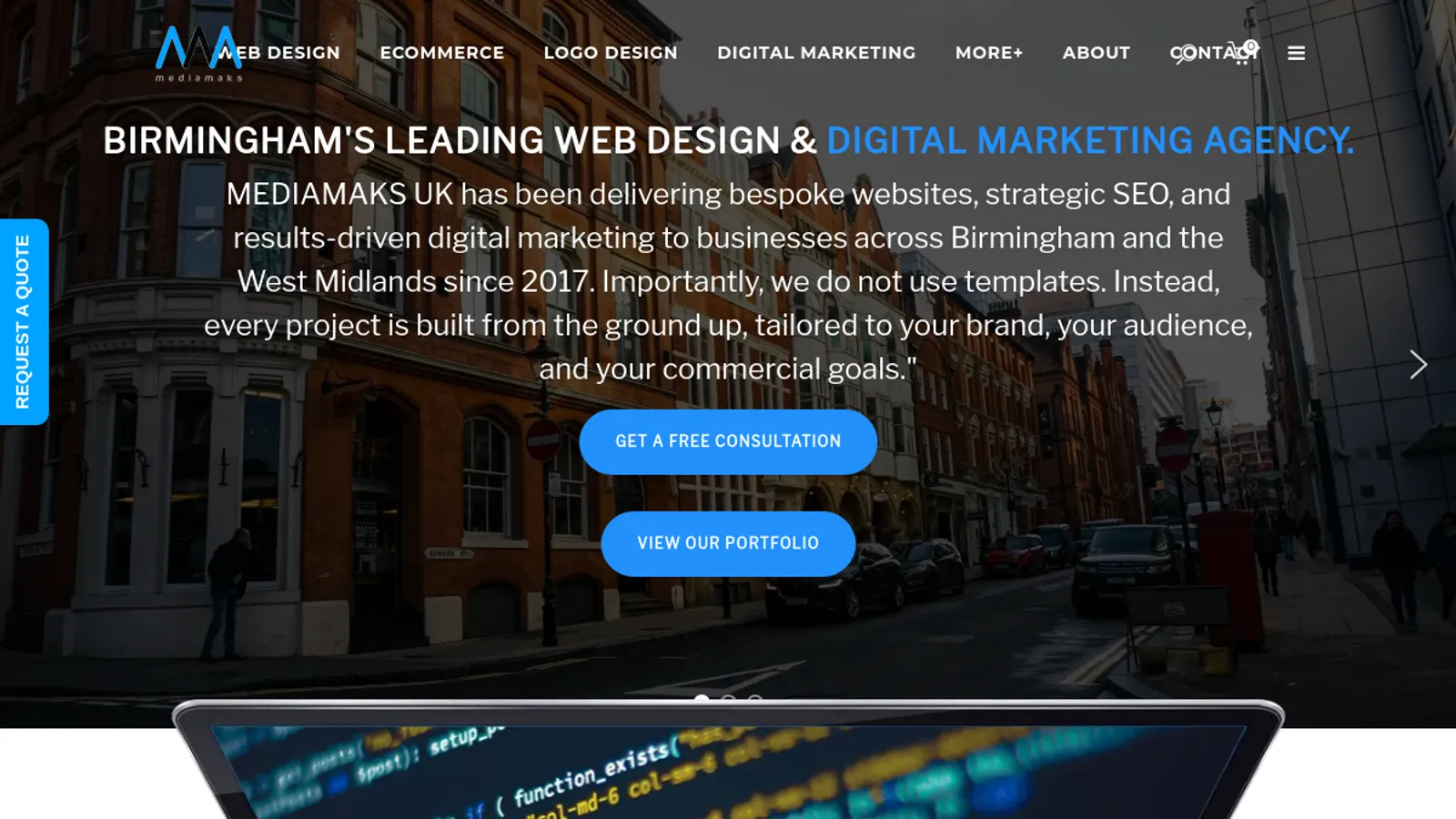 Screenshot of the MEDIAMAKS UK Web Designer homepage