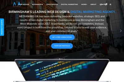 Screenshot of the MEDIAMAKS UK Web Designer homepage