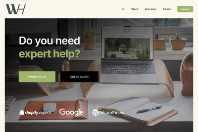 Screenshot of the Wheelhouse homepage