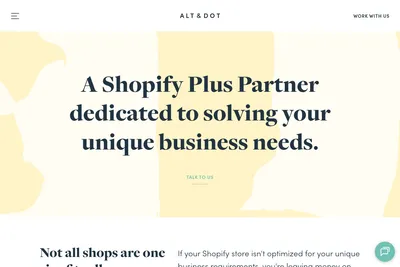 Screenshot of the Alt & Dot homepage