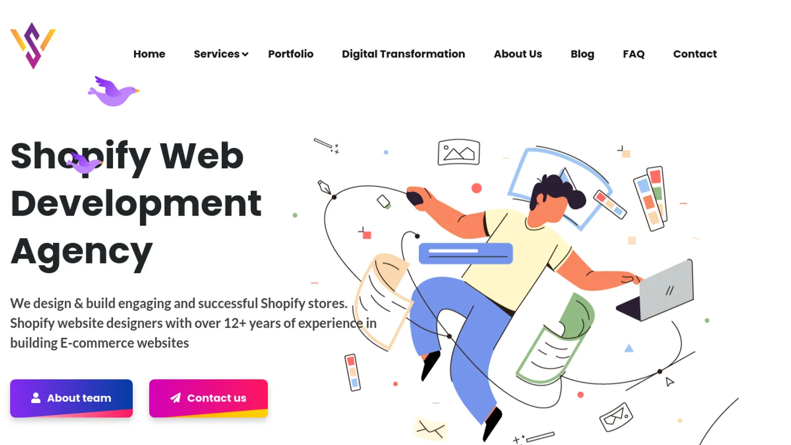 Screenshot of the Vedart Solutions homepage