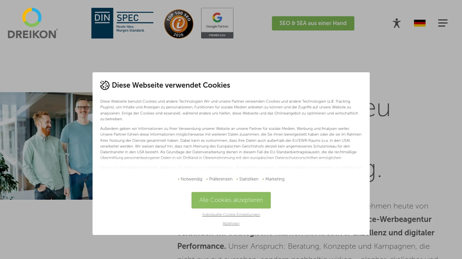 Screenshot of the DREIKON GmbH & Co. KG homepage