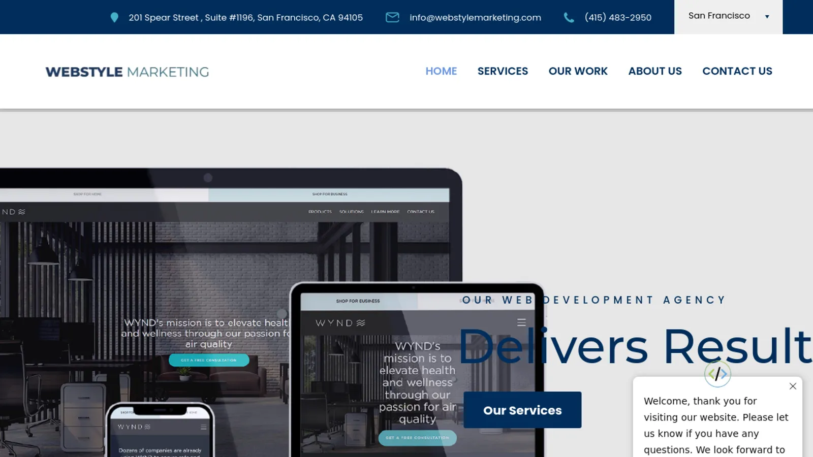 Screenshot of the Web Style Marketing homepage