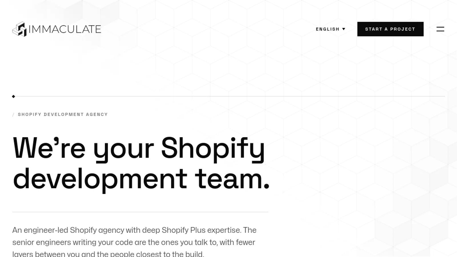 Screenshot of the IMMACULATE homepage