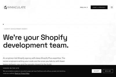 Screenshot of the IMMACULATE homepage
